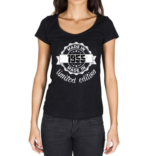 Made In 1955 Limited Edition Womens T-Shirt Black Birthday Gift 00426 - Black / Xs - Casual