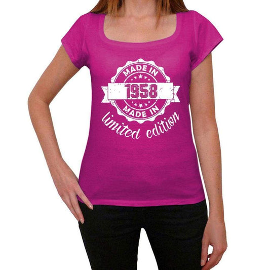 Made In 1958 Limited Edition Womens T-Shirt Pink Birthday Gift 00427 - Pink / Xs - Casual
