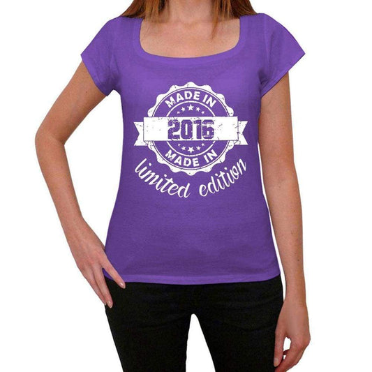 Made In 2016 Limited Edition Womens T-Shirt Purple Birthday Gift 00428 - Purple / Xs - Casual