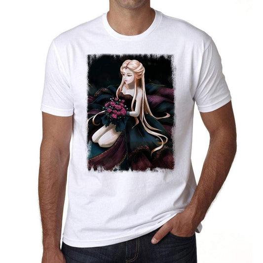Manga Girl With Bouquet Of Roses T-Shirt For Men T Shirt Gift 00089 - T-Shirt