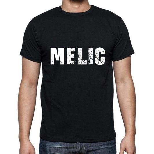 Melic Mens Short Sleeve Round Neck T-Shirt 5 Letters Black Word 00006 - Casual