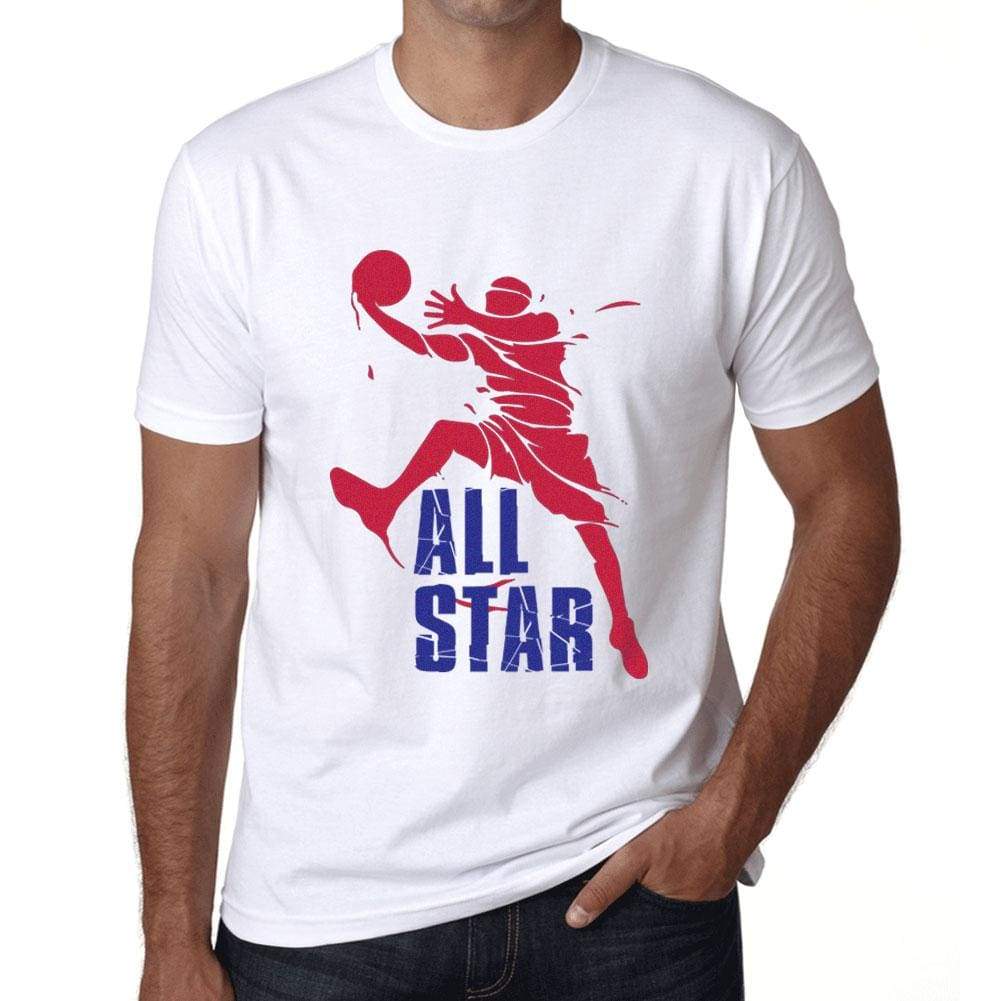 Mens Graphic T-Shirt All Star Basketball Player White - White / Xs / Cotton - T-Shirt
