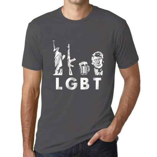 Mens Graphic T-Shirt LGBT Liberty Guns Beer Mouse Grey - Mouse Grey / XS / Cotton - T-Shirt