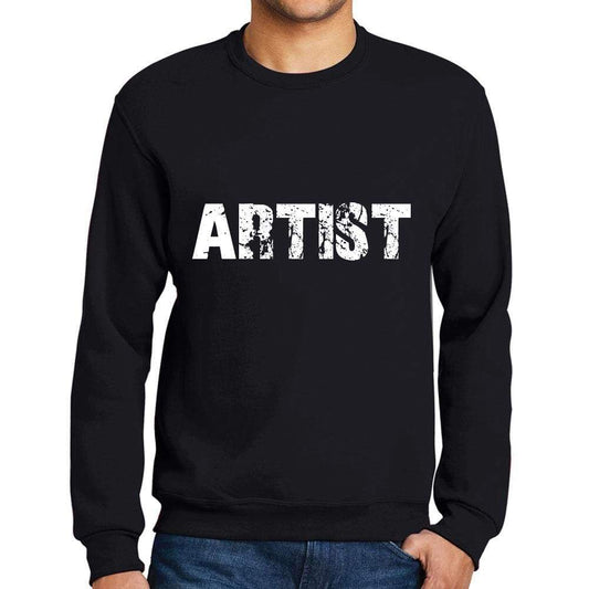 Mens Printed Graphic Sweatshirt Popular Words Artist Deep Black - Deep Black / Small / Cotton - Sweatshirts