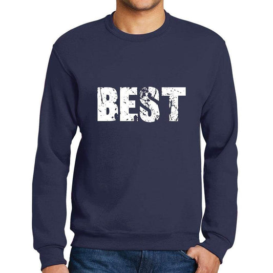 Mens Printed Graphic Sweatshirt Popular Words Best French Navy - French Navy / Small / Cotton - Sweatshirts