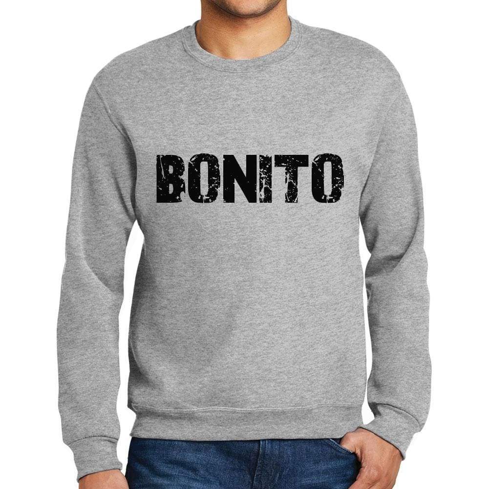 Mens Printed Graphic Sweatshirt Popular Words Bonito Grey Marl - Grey Marl / Small / Cotton - Sweatshirts