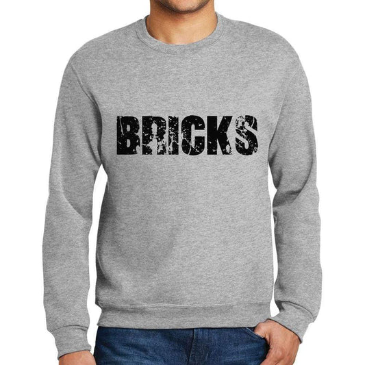 Mens Printed Graphic Sweatshirt Popular Words Bricks Grey Marl - Grey Marl / Small / Cotton - Sweatshirts