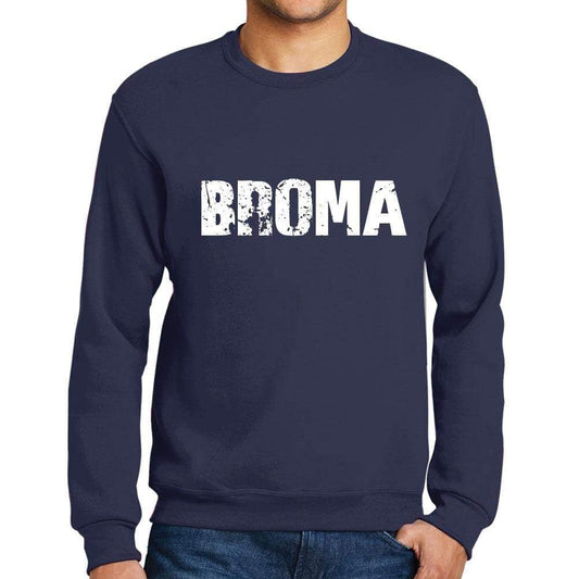Mens Printed Graphic Sweatshirt Popular Words Broma French Navy - French Navy / Small / Cotton - Sweatshirts
