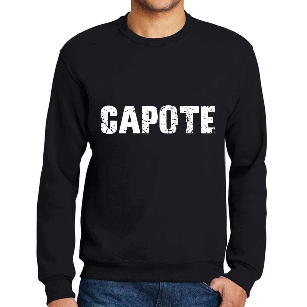 Mens Printed Graphic Sweatshirt Popular Words Capote Deep Black - Deep Black / Small / Cotton - Sweatshirts