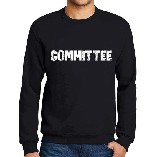 Mens Printed Graphic Sweatshirt Popular Words Committee Deep Black - Deep Black / Small / Cotton - Sweatshirts