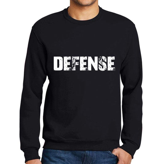 Mens Printed Graphic Sweatshirt Popular Words Defense Deep Black - Deep Black / Small / Cotton - Sweatshirts