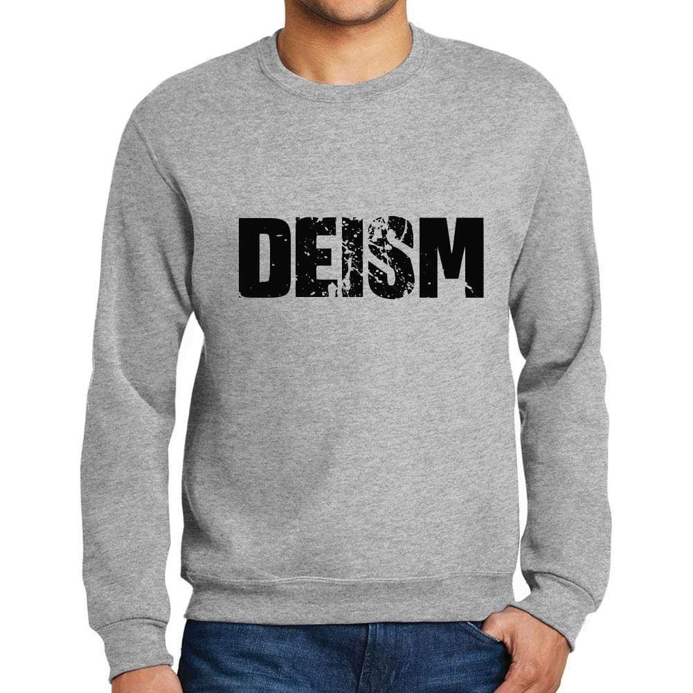 Mens Printed Graphic Sweatshirt Popular Words Deism Grey Marl - Grey Marl / Small / Cotton - Sweatshirts