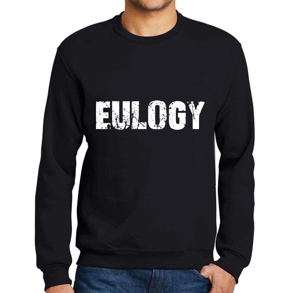 Mens Printed Graphic Sweatshirt Popular Words Eulogy Deep Black - Deep Black / Small / Cotton - Sweatshirts