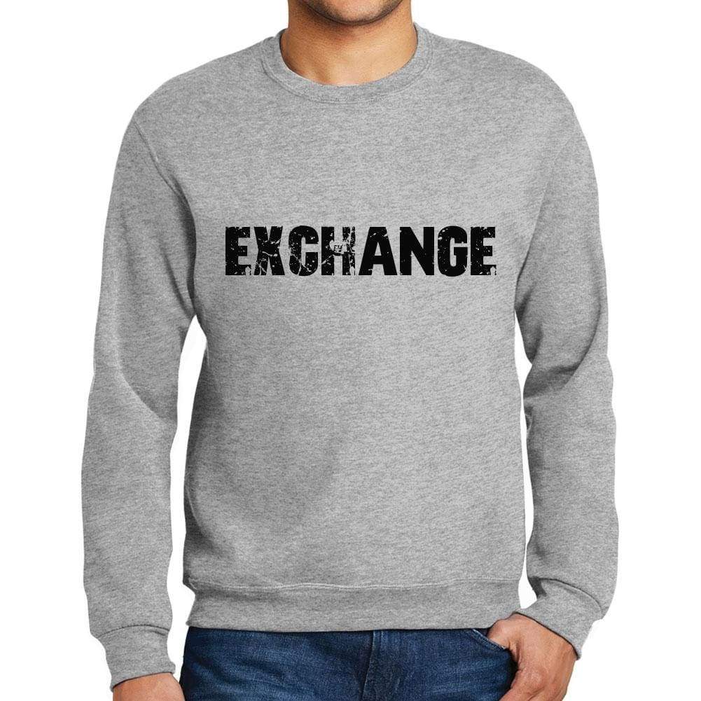 Mens Printed Graphic Sweatshirt Popular Words Exchange Grey Marl - Grey Marl / Small / Cotton - Sweatshirts