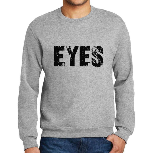 Mens Printed Graphic Sweatshirt Popular Words Eyes Grey Marl - Grey Marl / Small / Cotton - Sweatshirts