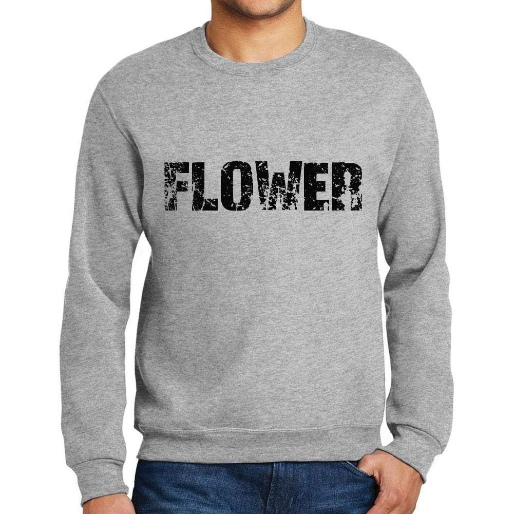 Mens Printed Graphic Sweatshirt Popular Words Flower Grey Marl - Grey Marl / Small / Cotton - Sweatshirts