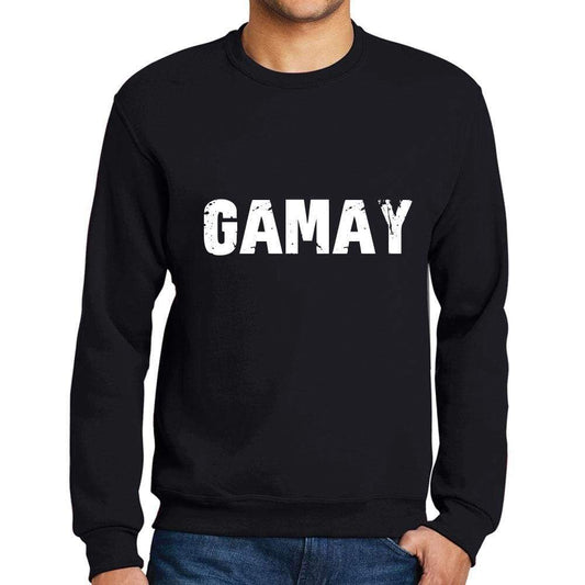 Mens Printed Graphic Sweatshirt Popular Words Gamay Deep Black - Deep Black / Small / Cotton - Sweatshirts