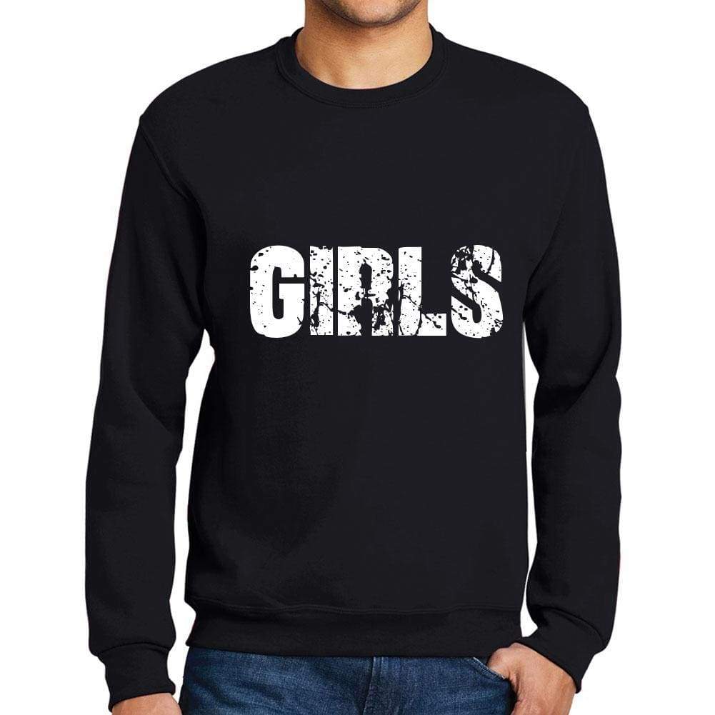 Mens Printed Graphic Sweatshirt Popular Words Girls Deep Black - Deep Black / Small / Cotton - Sweatshirts