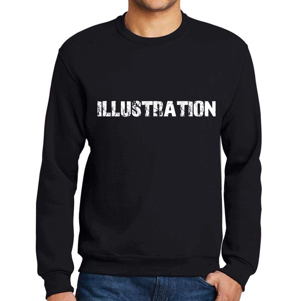 Mens Printed Graphic Sweatshirt Popular Words Illustration Deep Black - Deep Black / Small / Cotton - Sweatshirts