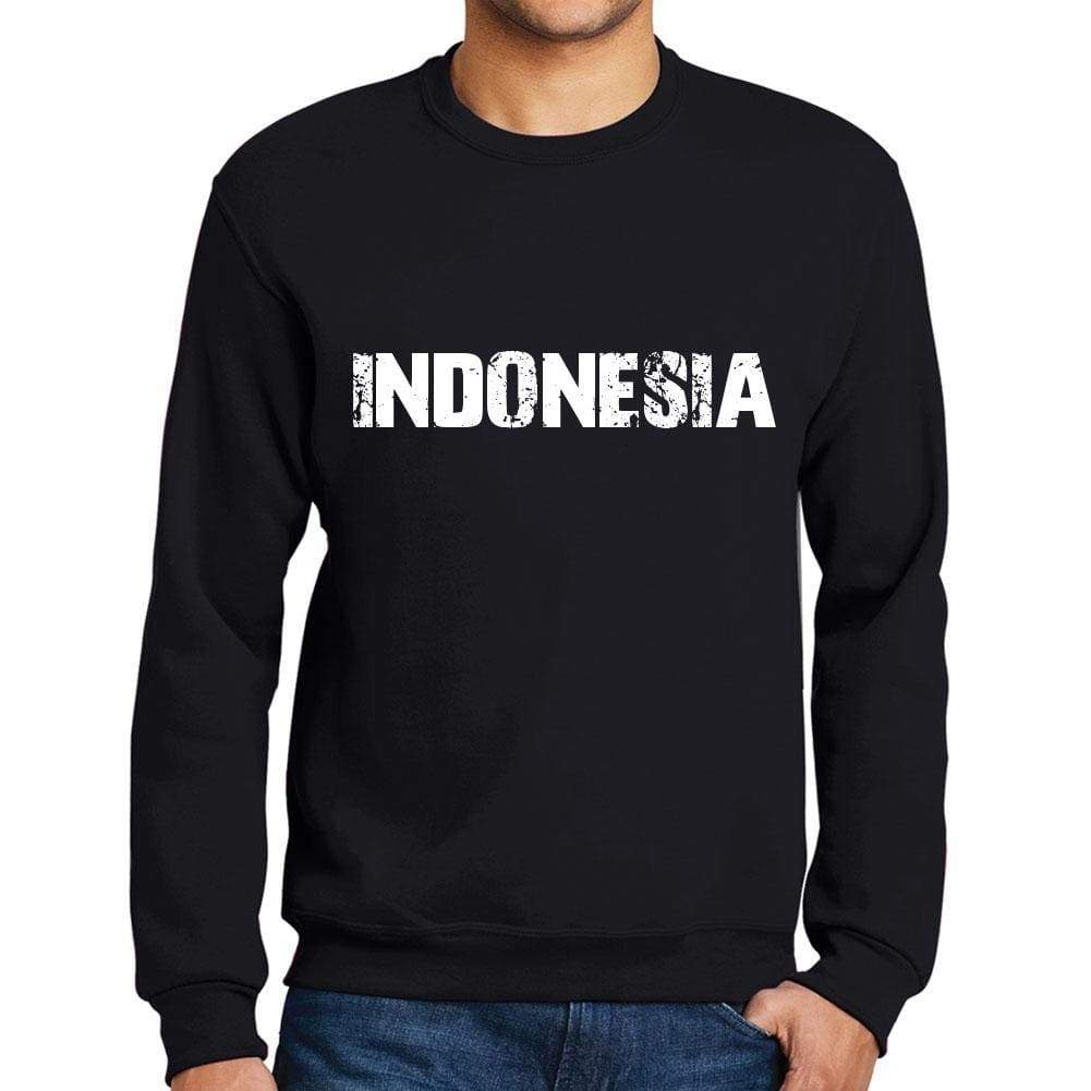 Mens Printed Graphic Sweatshirt Popular Words Indonesia Deep Black - Deep Black / Small / Cotton - Sweatshirts