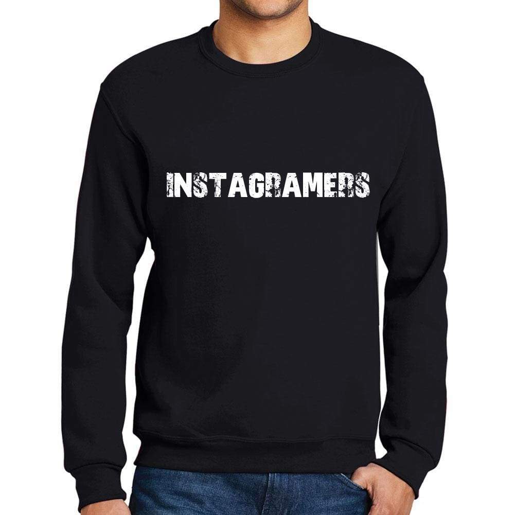 Mens Printed Graphic Sweatshirt Popular Words Instagramers Deep Black - Deep Black / Small / Cotton - Sweatshirts