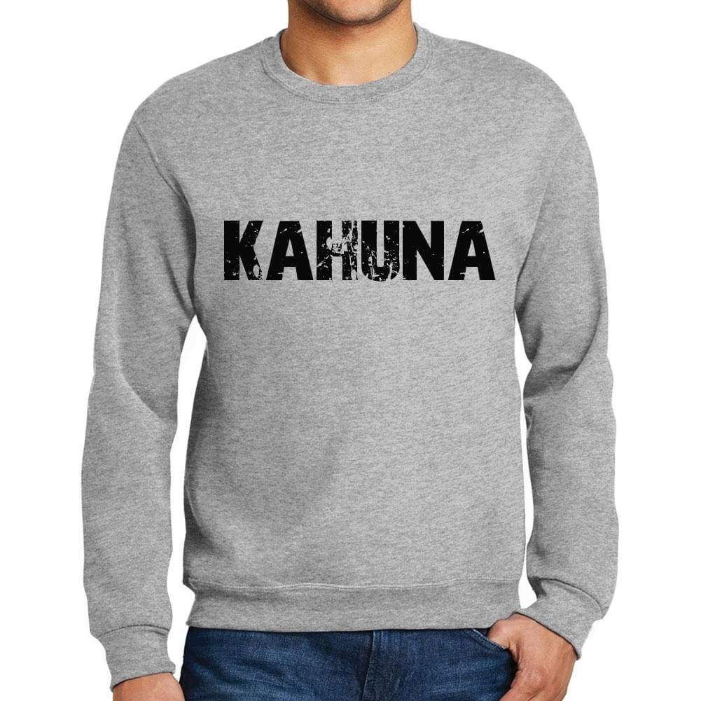 Mens Printed Graphic Sweatshirt Popular Words Kahuna Grey Marl - Grey Marl / Small / Cotton - Sweatshirts