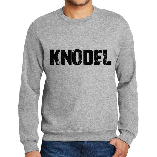 Mens Printed Graphic Sweatshirt Popular Words Knodel Grey Marl - Grey Marl / Small / Cotton - Sweatshirts