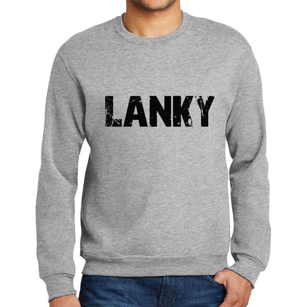 Mens Printed Graphic Sweatshirt Popular Words Lanky Grey Marl - Grey Marl / Small / Cotton - Sweatshirts