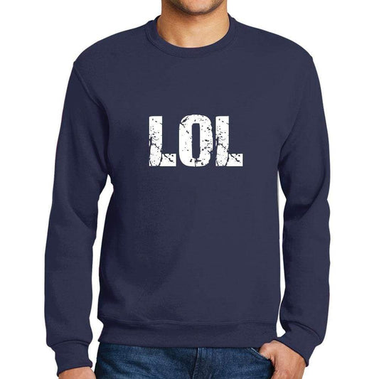 Mens Printed Graphic Sweatshirt Popular Words Lol French Navy - French Navy / Small / Cotton - Sweatshirts
