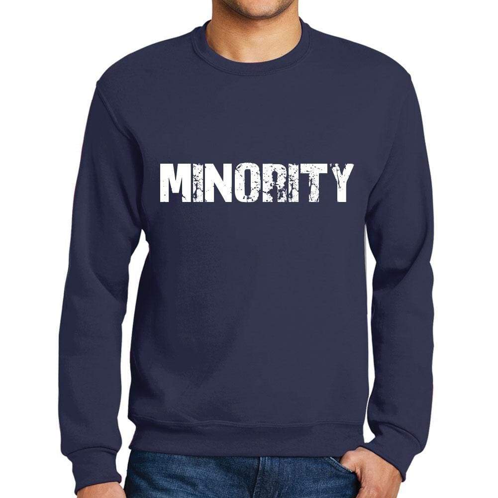Mens Printed Graphic Sweatshirt Popular Words Minority French Navy - French Navy / Small / Cotton - Sweatshirts
