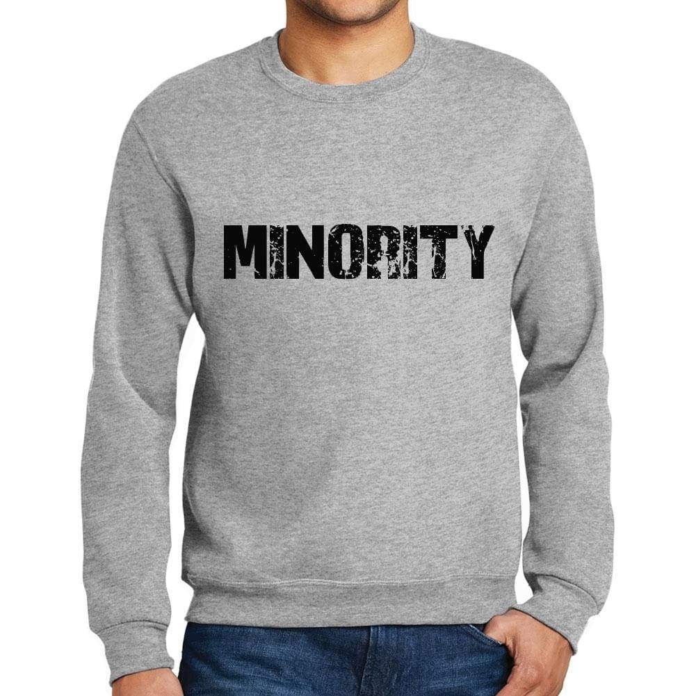 Mens Printed Graphic Sweatshirt Popular Words Minority Grey Marl - Grey Marl / Small / Cotton - Sweatshirts