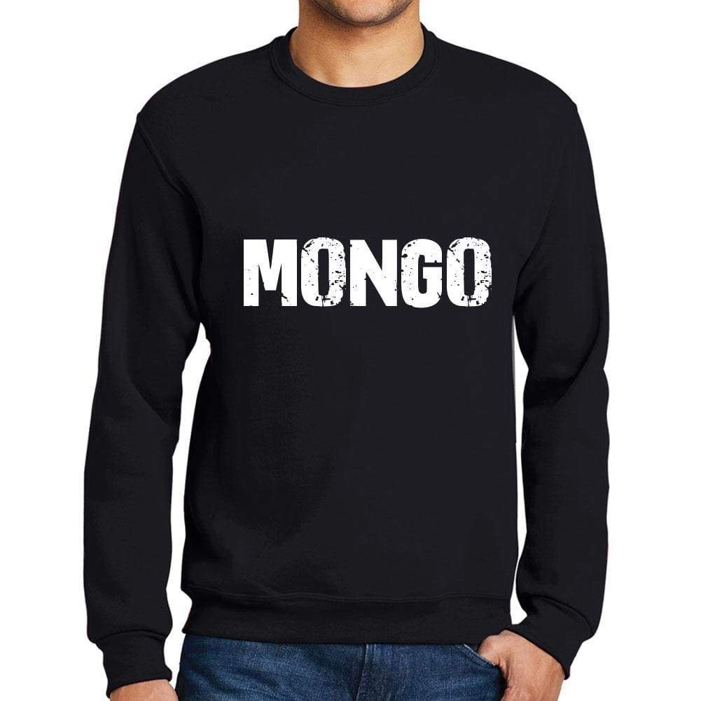 Mens Printed Graphic Sweatshirt Popular Words Mongo Deep Black - Deep Black / Small / Cotton - Sweatshirts