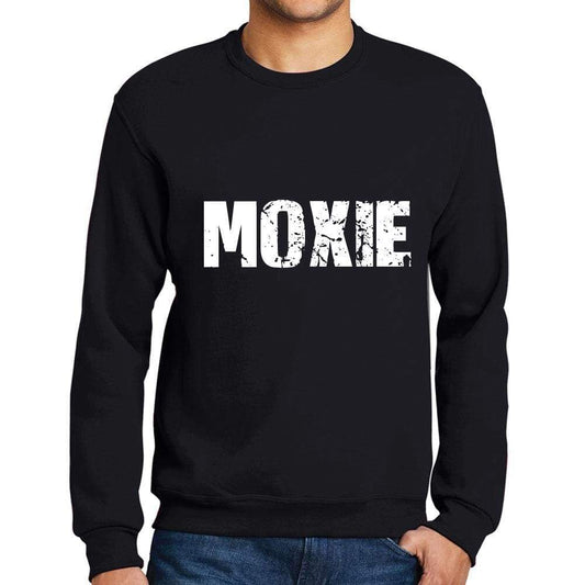 Mens Printed Graphic Sweatshirt Popular Words Moxie Deep Black - Deep Black / Small / Cotton - Sweatshirts