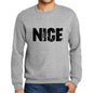 Mens Printed Graphic Sweatshirt Popular Words Nice Grey Marl - Grey Marl / Small / Cotton - Sweatshirts