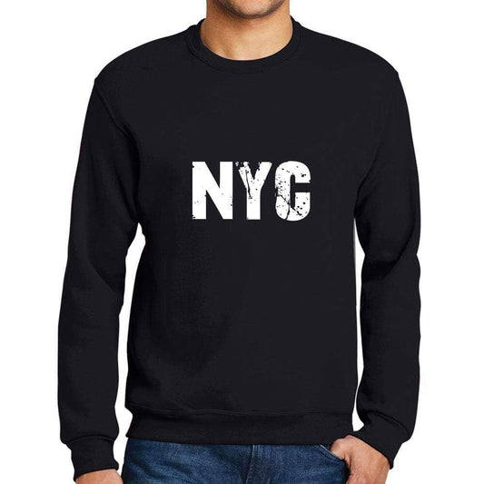 Mens Printed Graphic Sweatshirt Popular Words Nyc Deep Black - Deep Black / Small / Cotton - Sweatshirts