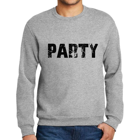 Mens Printed Graphic Sweatshirt Popular Words Party Grey Marl - Grey Marl / Small / Cotton - Sweatshirts