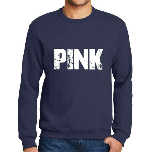 Mens Printed Graphic Sweatshirt Popular Words Pink French Navy - French Navy / Small / Cotton - Sweatshirts