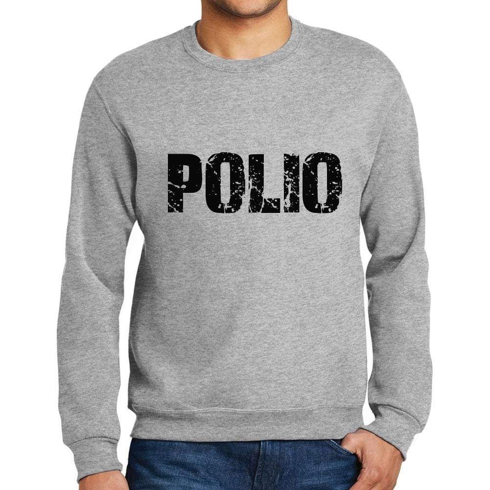 Mens Printed Graphic Sweatshirt Popular Words Polio Grey Marl - Grey Marl / Small / Cotton - Sweatshirts