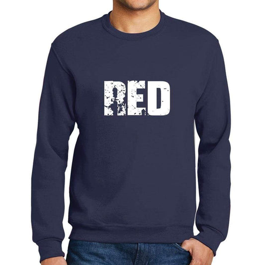 Mens Printed Graphic Sweatshirt Popular Words Red French Navy - French Navy / Small / Cotton - Sweatshirts