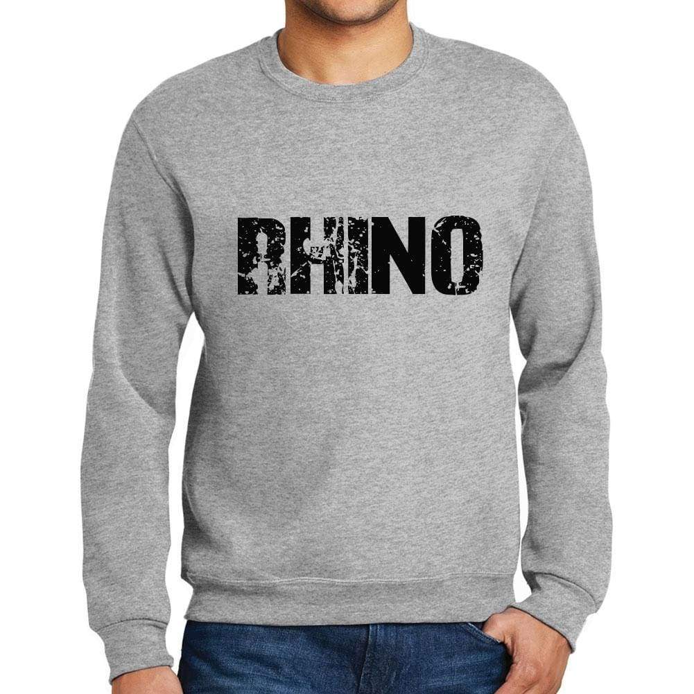Mens Printed Graphic Sweatshirt Popular Words Rhino Grey Marl - Grey Marl / Small / Cotton - Sweatshirts