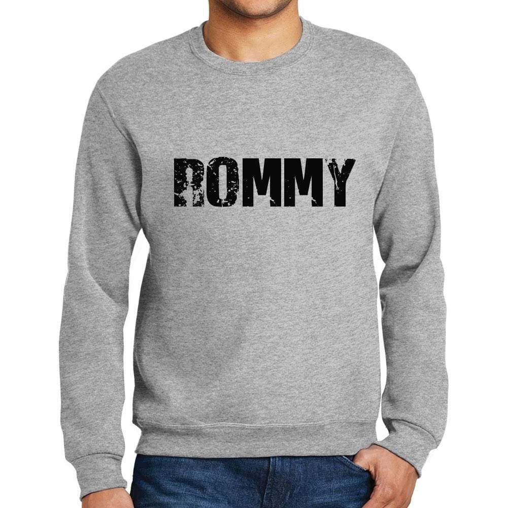 Mens Printed Graphic Sweatshirt Popular Words Rommy Grey Marl - Grey Marl / Small / Cotton - Sweatshirts