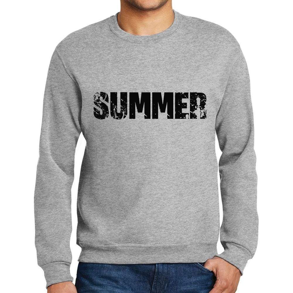 Mens Printed Graphic Sweatshirt Popular Words Summer Grey Marl - Grey Marl / Small / Cotton - Sweatshirts