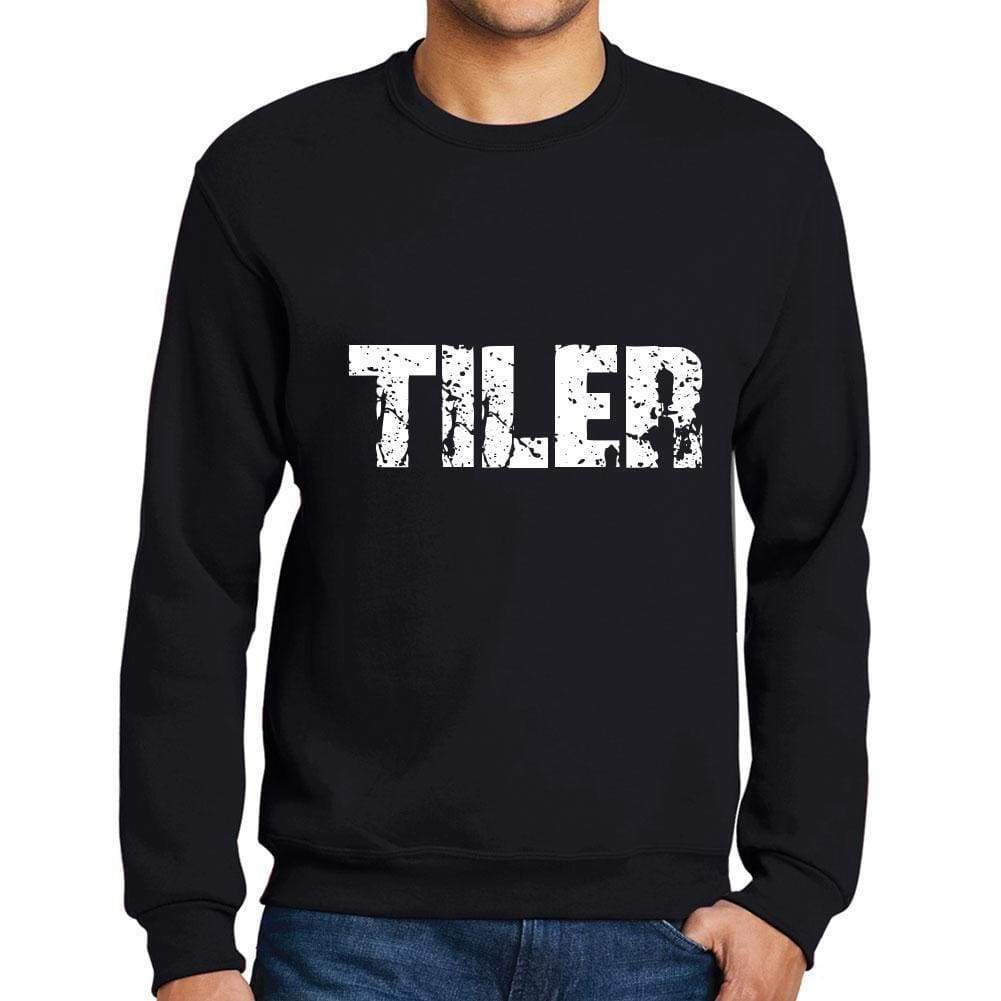 Mens Printed Graphic Sweatshirt Popular Words Tiler Deep Black - Deep Black / Small / Cotton - Sweatshirts