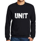 Mens Printed Graphic Sweatshirt Popular Words Unit Deep Black - Deep Black / Small / Cotton - Sweatshirts