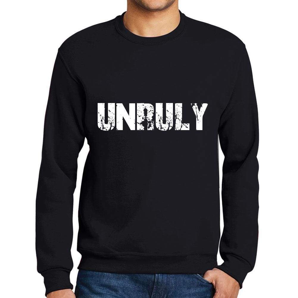 Mens Printed Graphic Sweatshirt Popular Words Unruly Deep Black - Deep Black / Small / Cotton - Sweatshirts