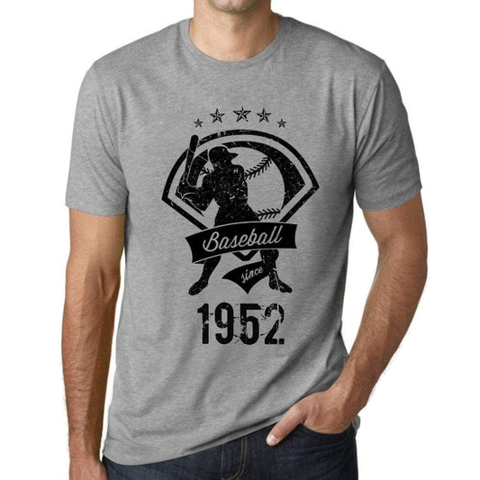 Mens Vintage Tee Shirt Graphic T Shirt Baseball Since 1952 Grey Marl - Grey Marl / Xs / Cotton - T-Shirt