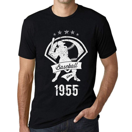 Mens Vintage Tee Shirt Graphic T Shirt Baseball Since 1955 Deep Black White Text - Deep Black White Text / Xs / Cotton - T-Shirt