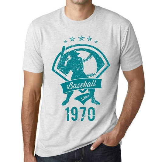 Mens Vintage Tee Shirt Graphic T Shirt Baseball Since 1970 Vintage White - Vintage White / Xs / Cotton - T-Shirt