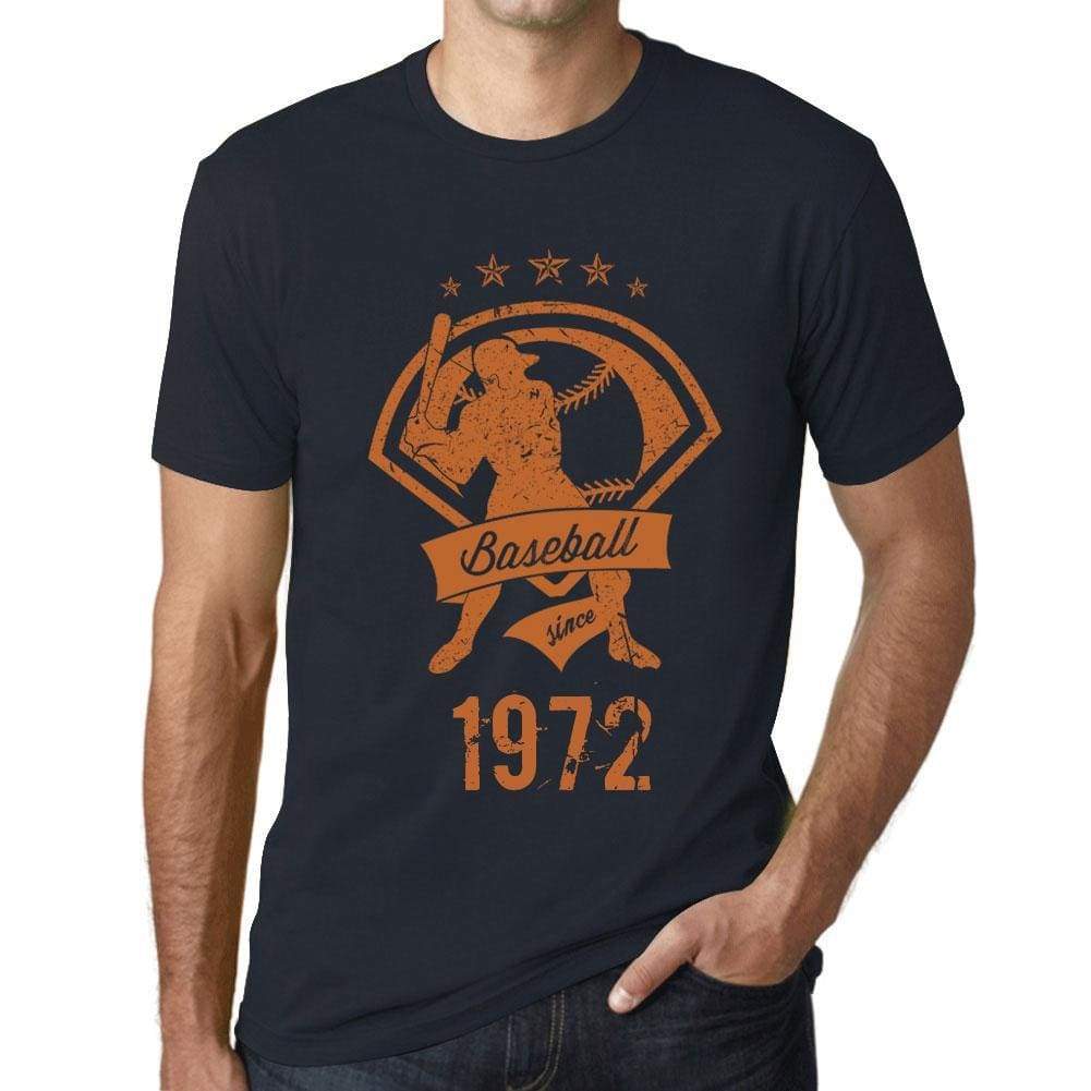 Mens Vintage Tee Shirt Graphic T Shirt Baseball Since 1972 Navy - Navy / Xs / Cotton - T-Shirt