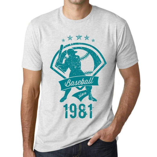 Mens Vintage Tee Shirt Graphic T Shirt Baseball Since 1981 Vintage White - Vintage White / Xs / Cotton - T-Shirt
